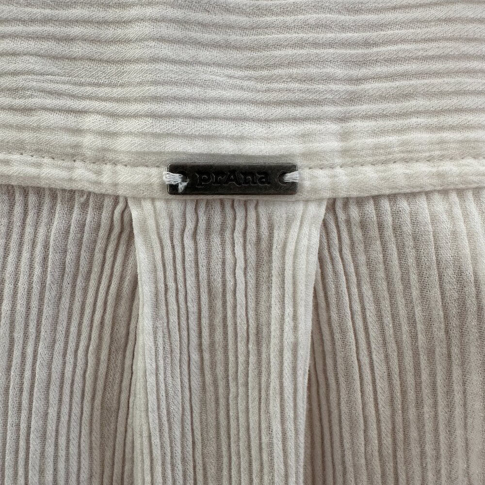 Prana White Stretch Button Down Medium Euc - image 2